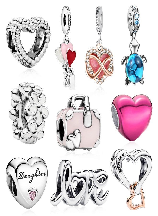 DATOUQI 10 Pack Silver Charms for Bracelets and Necklaces Charms for Women Pendant Beads Set (Style A) - Image 1